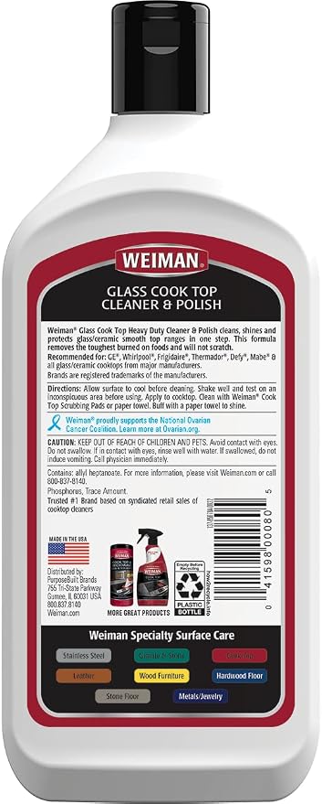 Weiman Ceramic and Glass Cooktop Cleaner and Polish - 20 Ounce - Shines and Protects Glass and Ceramic Smooth Top Ranges with its Gentle Formula