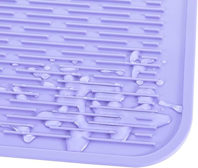 MicoYang Silicone Dish Drying Mat for Multiple Usage,Easy clean,Eco-friendly,Heat-resistant Silicone Mat for Kitchen Counter or Sink,Refrigerator or Drawer Liner Light Purple 4XL 32 inches x 18 inches