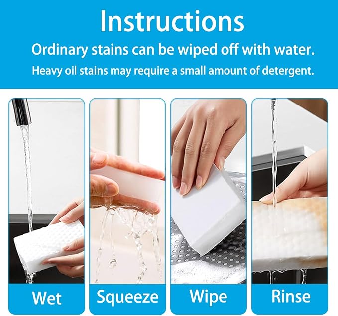 SmilinFit Magic Sponge Erasers, 20 Pack 2X Density Stronger Melamine Sponge Foam Pads, Multi-Functional Household Cleaning Supplies Cleaner for Kitchen, Bathroom, Bathtub, Sink, Wall Cleaner