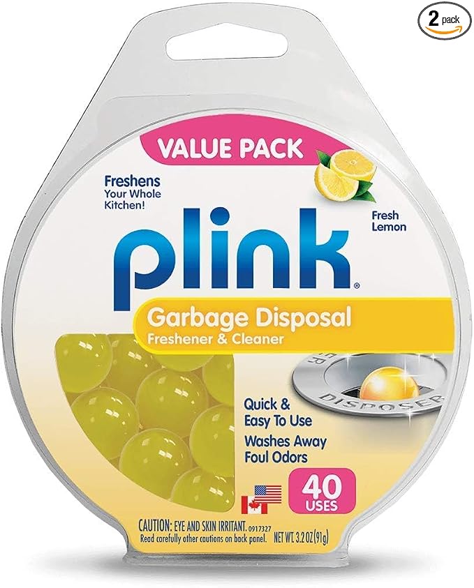 Plink Garbage Disposal Cleaner, Freshener & Odor Removing Balls, Easy to Use, Fresh Lemon Scent, 40 Count, 2 Pack