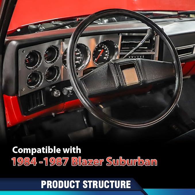 PIT66 Silver Dashboard Dash Bezel Insert Compatible with Chevy/GMC Truck Blazer Suburban Jimmy 1981-1987