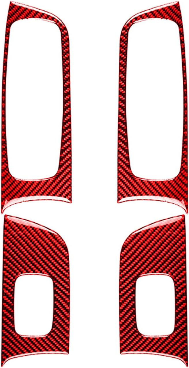 Door Control Panel Fit for Dodge Charger/Chrysler 300 2011-2023 | Real Carbon Fiber | Accessories | Trim Door Control Surround Cover Stickers | Thick Overlay | Self-adhesive | Red