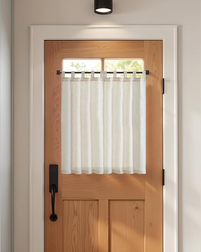 jinchan Linen Tier Curtains, Tab Top, 26x36, 2 Panels, Natural | Light filtering, linen blend, farmhouse style, rustic decor, cafe curtain, kitchen, bathroom, laundry room, RV, small windows