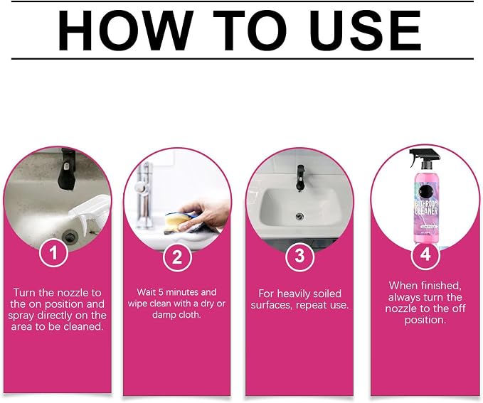 Quatrel Gefanly Bathroom Cleaner, Powerful Pink Bathroom Descaler Cleaner Foam Spray, All Purpose Hard Water Stain Remover, Gentle Formula, for Tub Floor Tile, Shower, Toilet, Bathtub, Glass