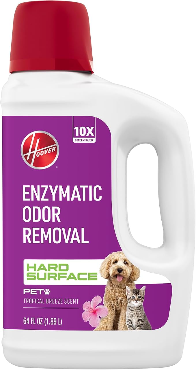 Hoover Pet Hard Floor Cleaner Solution, 64 oz, Jasmine Breeze Scent | Enzymatic Cleaning Ingredients, For Everyday Use on Sealed Hard Floors, Pair with Hoover Hard Floor Cleaner Machine