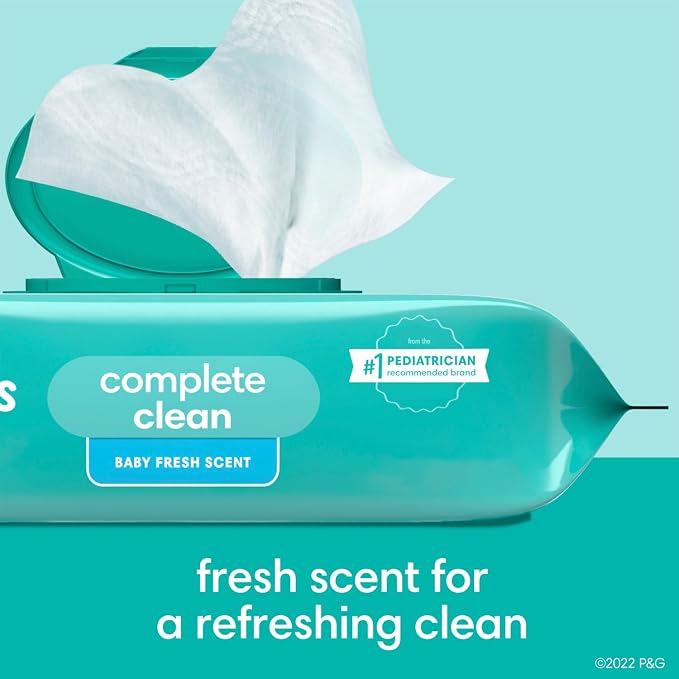 Pampers Baby Wipes, Complete Clean Baby Fresh Scented Wipe, Gently Cleans Head to Toe, 1152 Total (16 Flip-Top Packs)