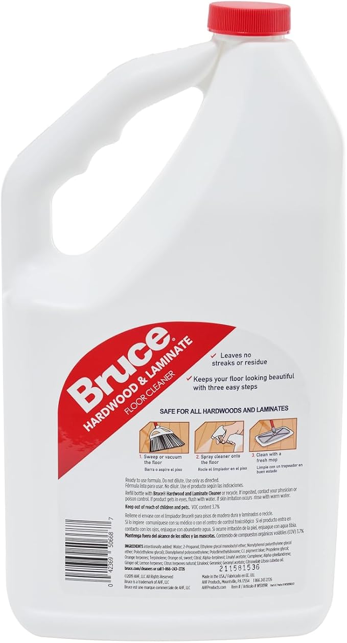 Bruce Hardwood and Laminate Floor Cleaner for All No-Wax Urethane Finished Floors Refill 64oz