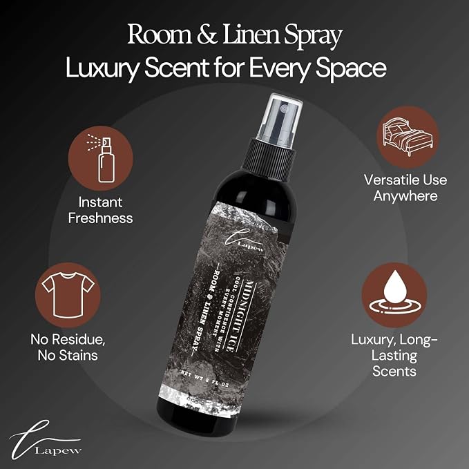 Lapew Room & Linen Spray | Fragrance Mist for Home, Car & Office | Fabric & Air Freshener | Neutralizing Mist | Made in USA | Midnight Ice
