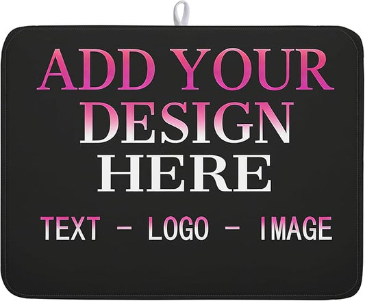 Custom Personalized Dish Drying Mat 18x24 Inch Customized Drying Mats with Picture Text for Kitchen Counter Custom Image Microfiber Absorbent Dishes Pad for Travel Festivals Family Memories Home Decor