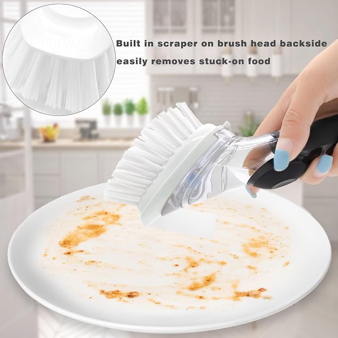 Brush Refills for RIMAY Dish Brush - 6 Pack Dish Brush Cleaning Soap Dispensing Head Replacement for Scrubber (White)