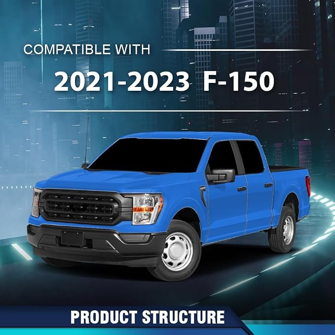 PIT66 Center Console Dash Trim Bezel Fit Ford F150 2021-2023, Black | A/C Heater Climate Control Dashboard Trim Replacement, Fits Ford F150 2021-2023, Center Console Panel, Easy Install
