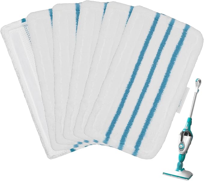 6Pack Steam Mop Pads Replacement for Black+Decker Steam Mop SM1600, SM1610, SM1620, HSM13E1, HSMC1300FX, HSMC1321, HSMC1361SG Cleaner Black and Decker Steam Mop Replacement Pads