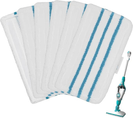 6Pack Steam Mop Pads Replacement for Black+Decker Steam Mop SM1600, SM1610, SM1620, HSM13E1, HSMC1300FX, HSMC1321, HSMC1361SG Cleaner Black and Decker Steam Mop Replacement Pads