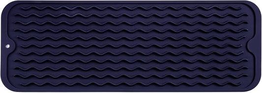MicoYang Silicone Dish Drying Mat for Multiple Usage,Easy clean,Eco-friendly,Heat-resistant Silicone Mat for Kitchen Counter,Sink,Bar,Bottle,or Cup Navy Blue M 17 inches x 6 inches
