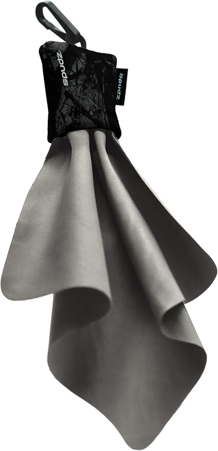 SPUDZ Classic Microfiber Lens Cleaner – Clip-On Pouch, Washable – for Binoculars, Scopes, Glasses, Screens | Classic | Stealth Shadow, 6 x 6 Inch (3-Pack)