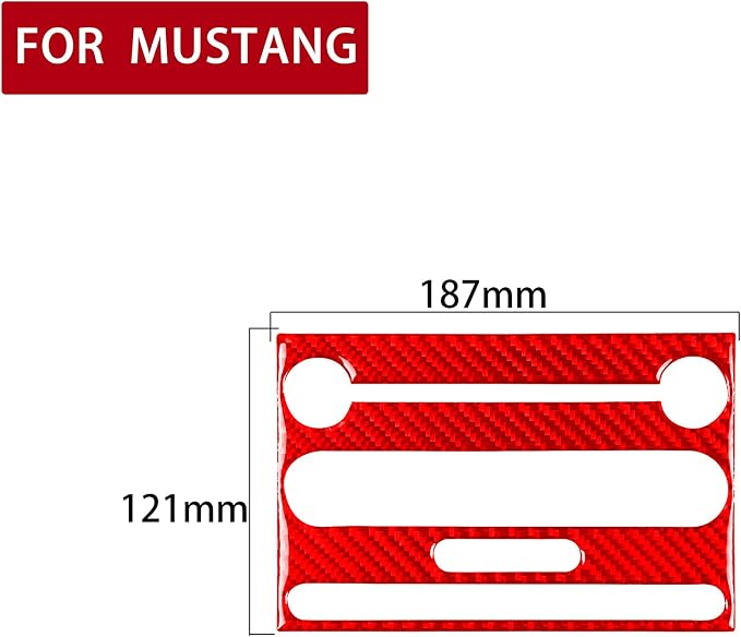 Red Real Carbon Fiber Trim for Ford Mustang Accessories | for GT Shelby 2005 2006 2007 2008 2009 Radio Dash Panel Frame Interior Thick Overlay Decal