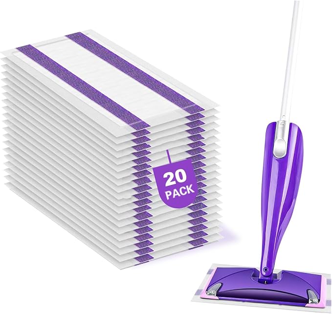 20 Pack Disposable Mop Pads Refills Compatible with Swiffer Wet Jet Mop | Wet Jet Mopping Pads for All Purpose Multi Surface Hardwood Floor Cleaning, 4 Layers Thickened and Super Absorbent