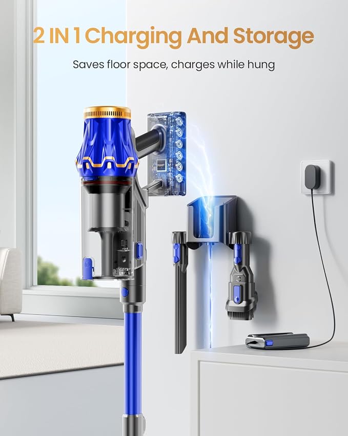 Cordless Vacuum Cleaner, Upgraded 650W 60KPA 70Mins Vacuum Cleaners for Home, Self-Standing Stick Vacuum Cleaner, Anti-tangle Wireless, OLED Screen, 1.8L Cup for Hardwood Floors,Carpet,Pet Hair,Car