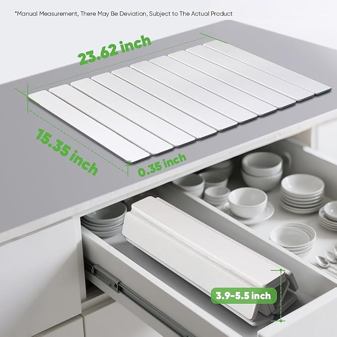 Stone Drying Mat for Kitchen Counter, Quick Diatomaceous Earth Mats for Dishes, 24"L x 16" W Super Absorbent Fast-Drying Collapsible Countertop Stone Mat (White, 24" x 16")