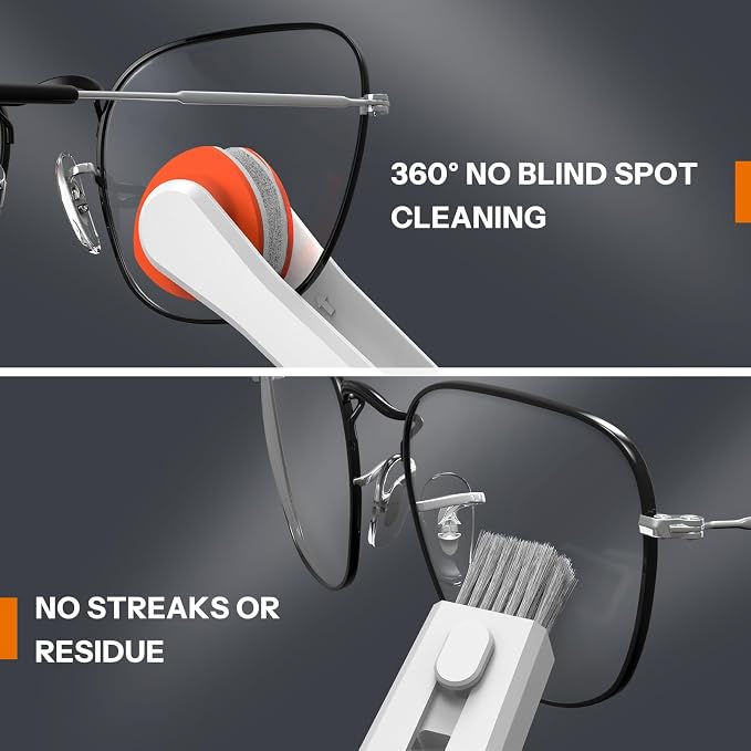 Glasses Cleaner Kit,Eyeglass Repair Kit- Eyeglass Cleaner |24H Anti Fog Lens Cleaner Spray| Microfiber Cleaning Cloth|3 in 1 Screwdriver| 6 Silicone Eyeglass Nose Pads with Screws| 2 Glasses Ear Grip