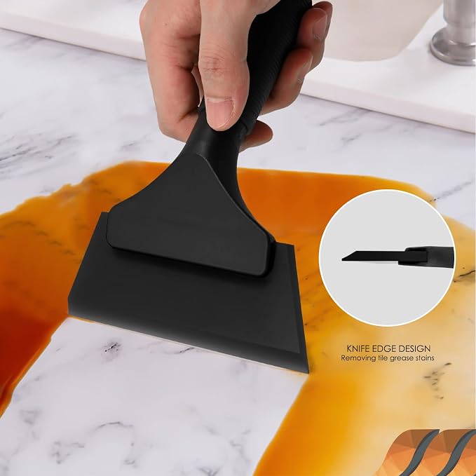 EHDIS Small Squeegee 5 inch Rubber Window Tint Windshield Scraper for Car,Glass, Mirror, Shower, Door,Bathroom Cleaning Ice Snow Scraper (Pure Black)