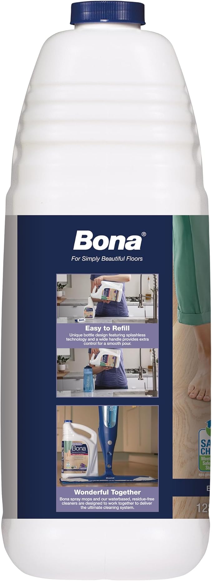 Bona Hardwood Floor Cleaner Refill - 128 fl oz - Lavender Thyme Scent | Residue-Free Floor Cleaning Solution Spray Mop and Spray Bottle Refill - For Wood Floors