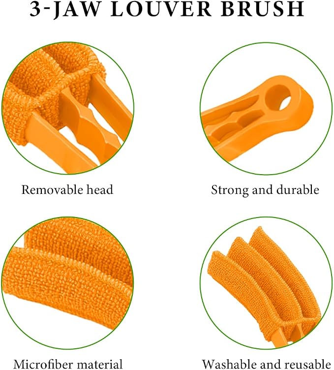 DXNQ 4 PCS Blind Cleaner Duster Tool, Window Venetian Hand-held 7 Finger Dusting Cleaner Brush, Blinds Cleaning Brush Tool for Window Shutters Air Conditioner, Car Accessories