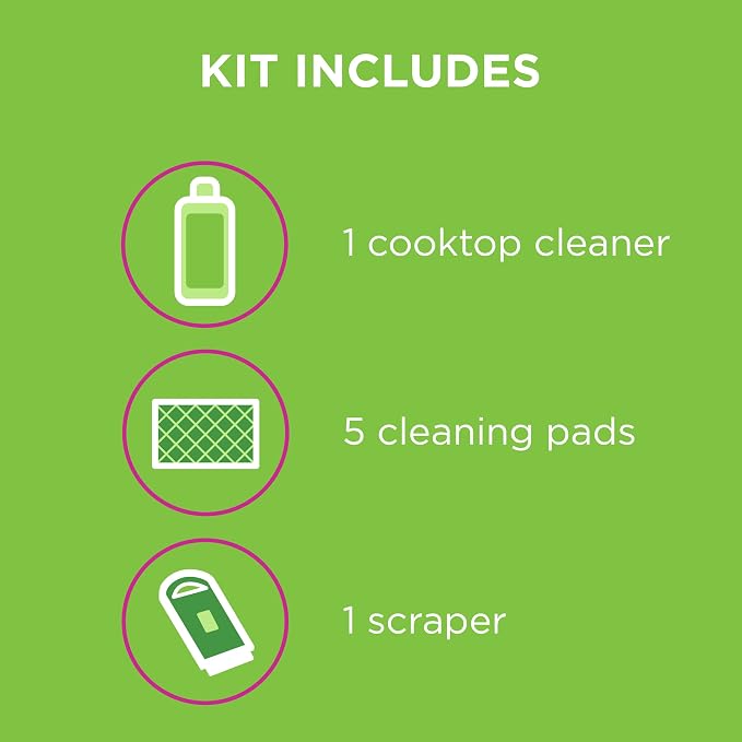 Affresh Cooktop Cleaning Kit, Safe for Glass & Ceramic Cooktops, Includes 5 oz cleaner, 5 pads, 1 scraper (Pack of 2)
