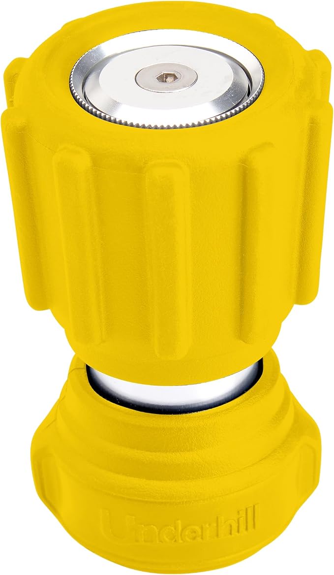 Underhill Magnum Stinger Fireman Style Garden Hose Nozzle NG400 – Heavy Duty Solid Brass Water Spray Nozzle, 11 GPM, 30–100 PSI, 3/4 Inch Thread Inlet, Jet Soak Fan Patterns, Professional Grade