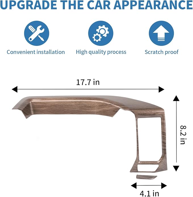 for Silverado Center Dashboard Tray Panel Trim Cover for Chevy Silverado 2022 2023 2024 Wood Grain Interior Accessories 2pcs