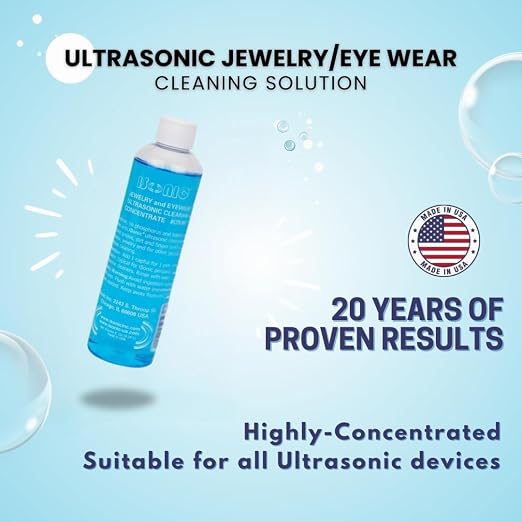 iSonic Ultrasonic Jewelry & Eyeglass Cleaner Solution Concentrate - Professional Cleaning Liquid for Ultrasonic Machine - Clean Gold, Silver, Diamond, Watch, Glasses, Eye Wear, 8-oz. [2-Pack]