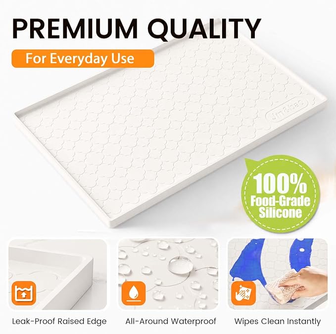 Jin&Bao Waterproof Under Sink Mat 34" x 22", Thick Silicone Mat Cabinet Protector for Kitchen and Bathroom, Shelf Liner, Home Organizer and Storage, Multipurpose Tray for Gadgets and Essentials