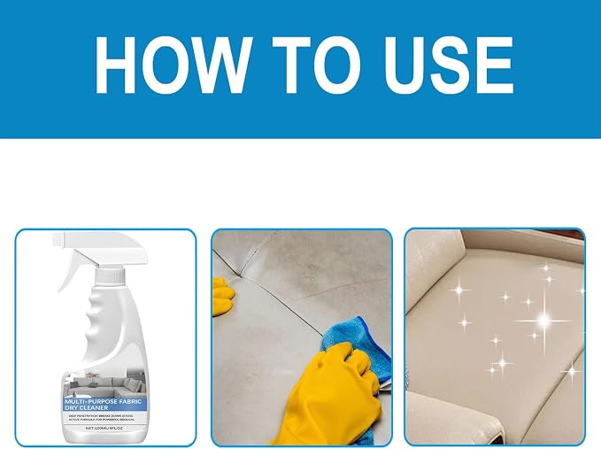 Multi-Purpose Fabric Dry Cleaner Spray,Home Stain Cleaner,Spray And Wash Stain Remover,No Water, No Waiting, Removal Grease For Fabrics (3pc)