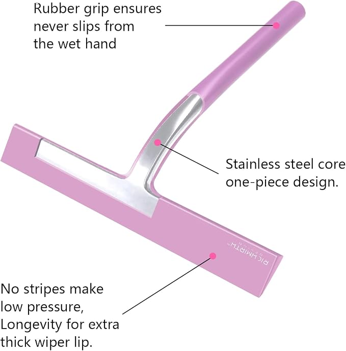 Silicone Rubber Blade Shower Squeegee 9" in Width Window & Car Squeegee - Pink