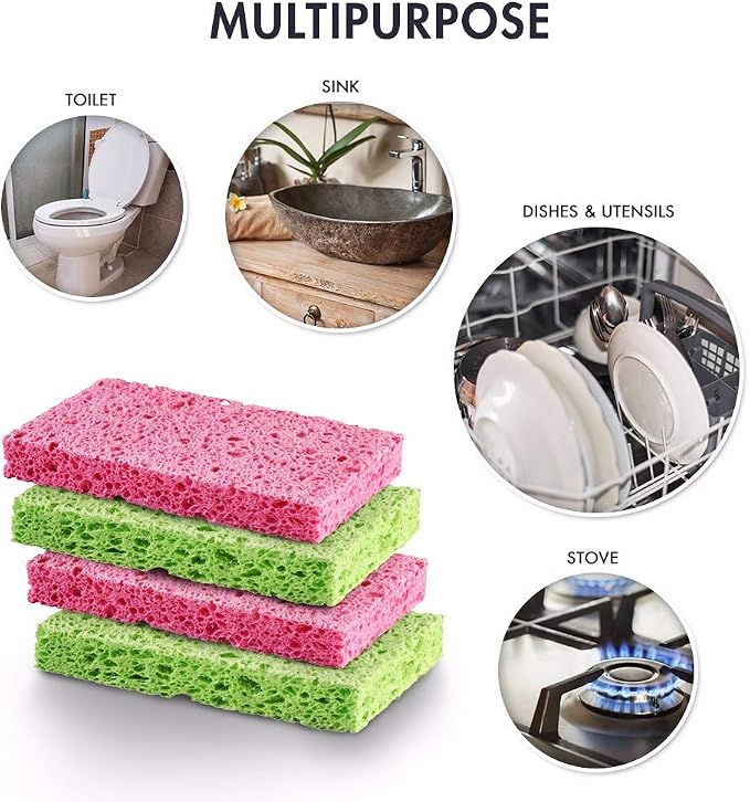 SCRUBIT Cleaning Scrub Sponges, [New Packaging] Non-Scratch Kitchen Sponges for Dishes -12 Pack Dishwashing Sponge - Assorted Colors Package May Vary
