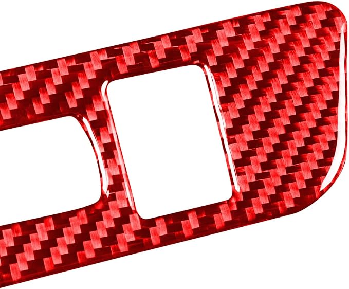 Real Carbon Fiber Decals Headlight Switch Button Cover Red Trim Stickers Compatible with Scion FR-S 2013 2014 2015 2016 / Toyota 86 2017 2018 2019 2020 Accessories Type-A
