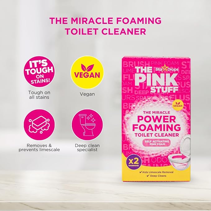 Stardrops The Pink Stuff Miracle Power Foaming Toilet Cleaner – Self-Activating Formula for Deep Cleaning,Stain Removal,and a Fresh Shine – Bathroom Essential,(Pack of 6)