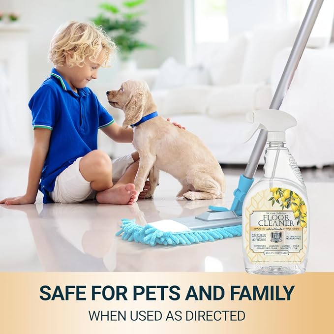 ProCare Lemon PoppySeed Floor Cleaner (Made in USA) | Streak Free Cleaner for Tile, Stone, Laminate, Vinyl & Natural Wood Floor Cleaner for Mopping, Floor Cleaning Solution - 32oz Spray Bottle