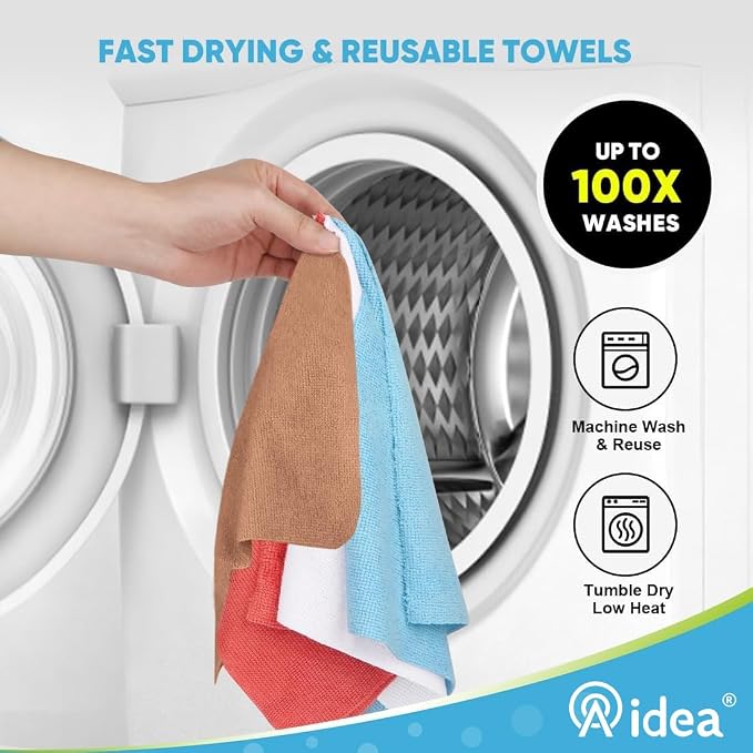 AIDEA Microfiber Cleaning Cloth-165 Sheets 3 Roll,Cleaning Rags 11×9" Brown | Reusable Paper Towels, Microfiber Towels for Cars, Shop Rags, Cleaning Towels for Automotive, Mechanic, Workshops, House
