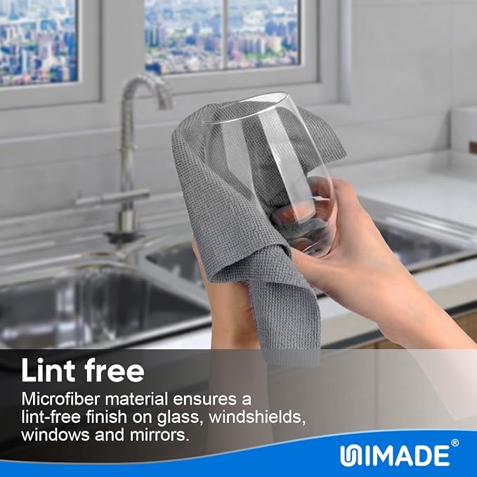 UNIMADE Microfiber Cleaning Cloth, 10 Pack Reusable Microfiber Towels for Cars Lint Free Cleaning Shop Towel Rags for Home Kitchen Automotive Bar Mechanic Restaurant Garage, 11.5"x 11.5", Grey