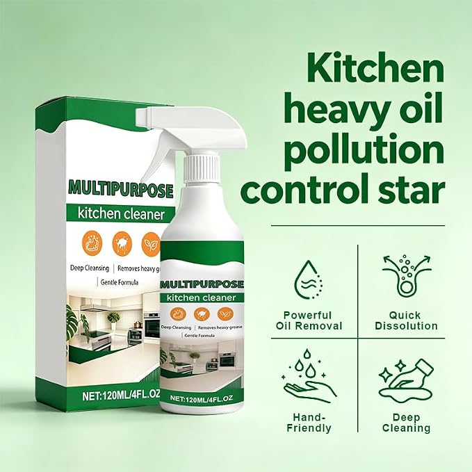 Kitchen Cleaner Remover Spray for Oil Stains, Multifunctional Kitchen Appliance Cleaner for Stove, Countertop, Sink & Oven,4 fl oz