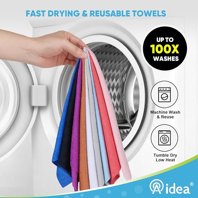 AIDEA Microfiber Cleaning Cloth Roll-75PK, Black Paper Towels 11.5"×11.5" | Microfiber Towels for Cars, Reusable Tear Away Cloth, Shop Rags, Lint Free Cleaning Rags for House, Kitchen, Window