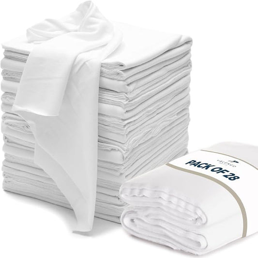 VALENGO New Lint Free Rags – 100% Cotton Cloth, Soft T-Shirt Rags, Lint Free Cloth for Staining Wood, Cast Iron, Dusting, Polishing, Painting and Cleaning – Reusable & Absorbent – 17”x17” (Pack of 28)