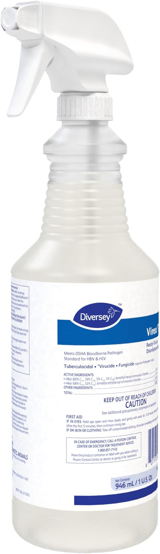 VIREX Diversey Tb Disinfectant Cleaner, Ready-to-Use Formula, 32 oz, 12 Pack
