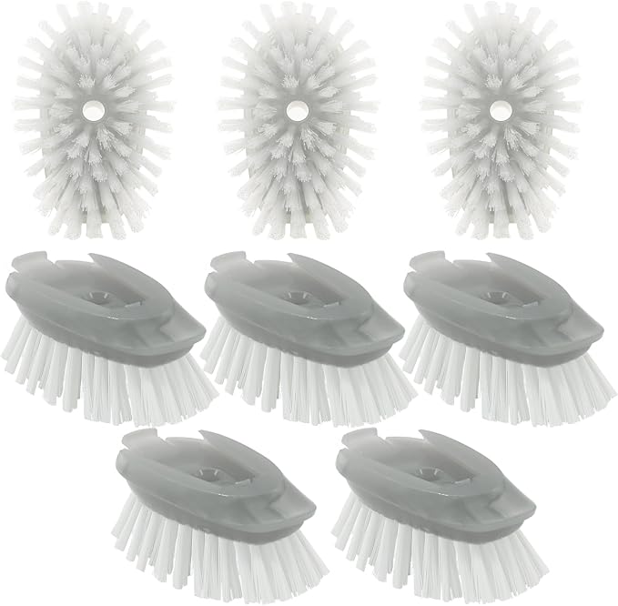 Soap Dispensing Dish Brush Refills, 8 Pack Dish Brush Replacement Head for Steel Soap Dispensing Dish Brush