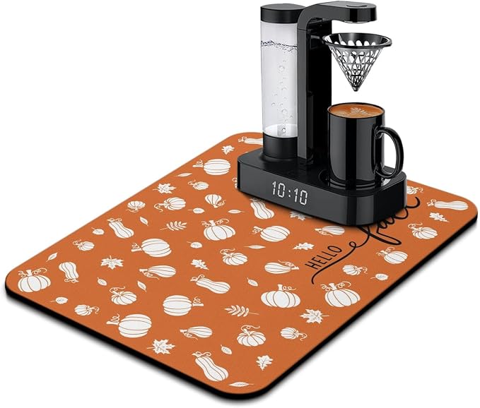 Fun Coffee Mat 24inx18in,Coffee Bar Mat for Countertops,Absorbent Hide Stain Anti-Slip Coffee Bar Accessories Fit Under Coffee Machine Mat,dish Drying Mats for Kitchen