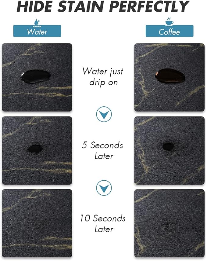 AMOAMI-Coffee Mat Hide Stain Rubber Backed Absorbent Dish Drying Mat for Kitchen Counter-Coffee Bar Accessories Fit Under Coffee Maker, Espresso Machine, Pot, Dish Rack Black&Gold