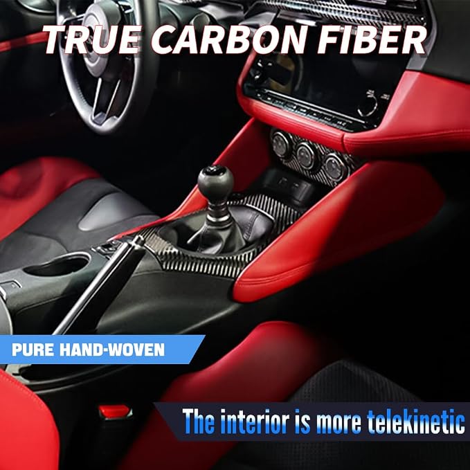 JSWAN Real Carbon Fiber Ultra Thin Center Console Gear Panel Cover Fit for Nissan Z 400Z RZ34 Fairlady Z (2023 2024 2025 2026 up) Manual Gear Shift Panel Frame Cover