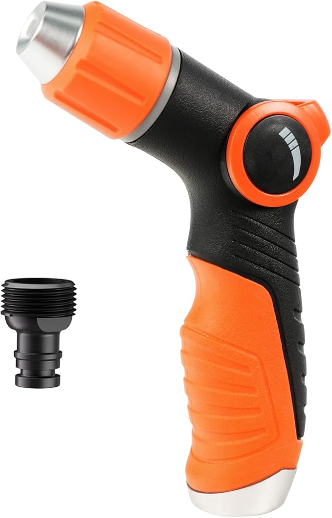 Besiter Garden Hose Nozzle Sprayer High Pressure Water Hose Nozzle with 4 Patterns with Adjustable Spray for Car Washing, Garden Watering, Patio Cleaning and Pets (Orange)