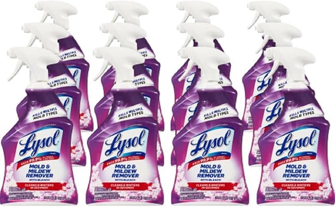 Lysol Mildew Remover Spray with Bleach, 32 Ounce (Pack of 12)